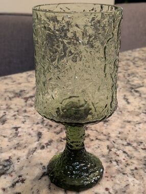 Lenox Textured Green Goblet Glass